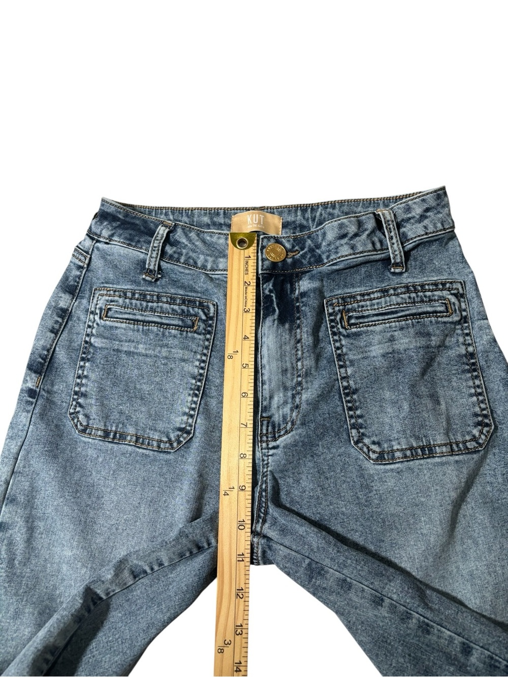 Kut from the Kloth Meg Wide Leg Jeans Size 2 High Rise Raw Hem Lyocell Stretch - Picture 14 of 15
